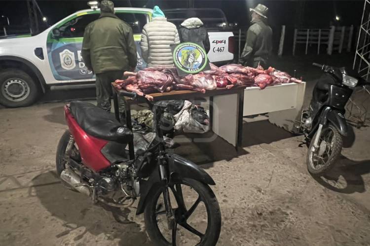 SAUCE | IBAN EN MOTO Y LOS DETUVIERON CON MÁS DE 100 KILOS DE CARNE DE FAUNA SILVESTRE