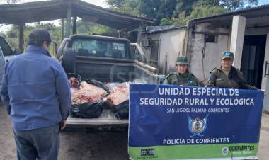 SAN CAYETANO | LLEVABA UNA VACA FAENADA EN LA CAJA DE LA CAMIONETA