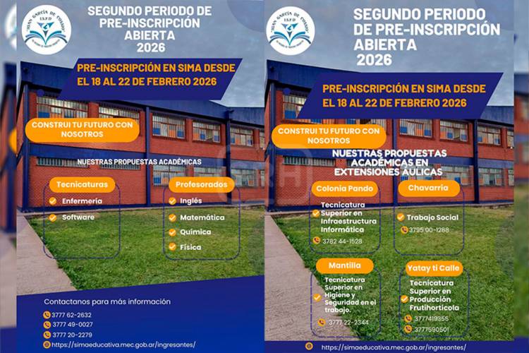 PREINSCRIPCIONES ABIERTAS EN EL ISFD “JUAN GARCÍA DE COSSIO”